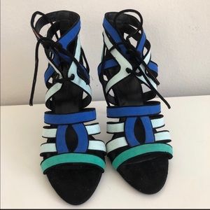 Zara Blue Lace Up High Heeled Sandals. | Color: Blue | S